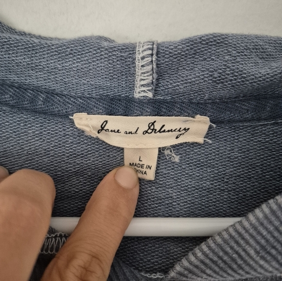 Jane And Delancy Acid Washed Blue Comfy Thin Hooded Sweatshirt - Picture 2 of 6